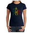 thumbnail image 1 of LA Pop Art Women's Word Art T-Shirt - Rasta Lion - One Love, 1 of 2