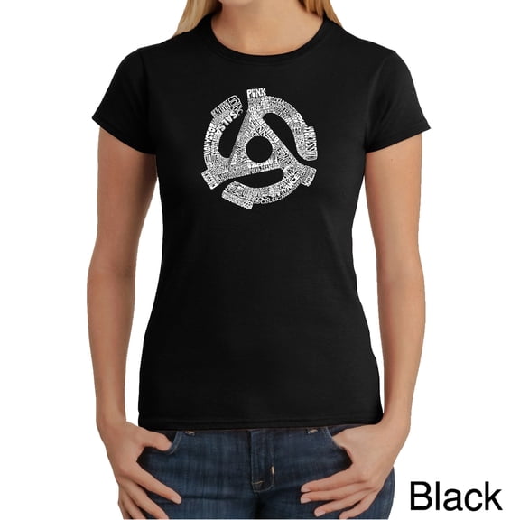 LA Pop Art Women's Word Art T-Shirt - Record Adapter