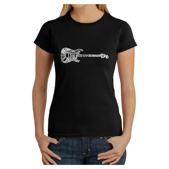 LA Pop Art Women's Word Art T-Shirt - Rock Guitar