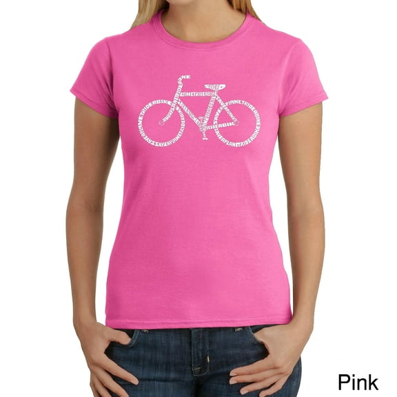 LA Pop Art Women's Word Art T-Shirt - SAVE A PLANET, RIDE A BIKE