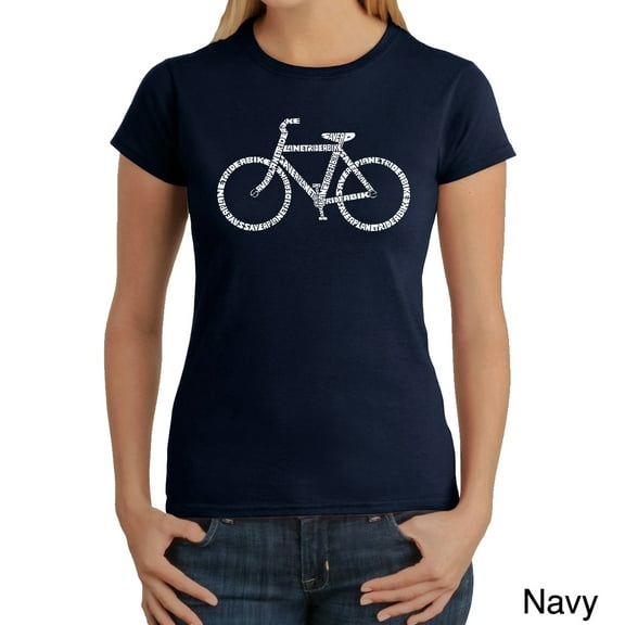 LA Pop Art Women's Word Art T-Shirt - SAVE A PLANET, RIDE A BIKE