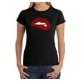 thumbnail image 1 of LA Pop Art Women's Word Art T-Shirt - Savage Lips, 1 of 2