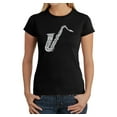 thumbnail image 1 of LA Pop Art Women's Word Art T-Shirt - Sax, 1 of 2