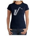 thumbnail image 1 of LA Pop Art Women's Word Art T-Shirt - Sax, 1 of 2