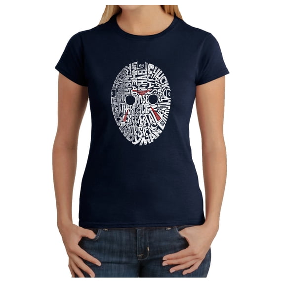 LA Pop Art Women's Word Art T-Shirt - Slasher Movie Villians