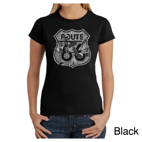 LA Pop Art Women's Word Art T-Shirt - Stops Along Route 66
