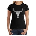 thumbnail image 1 of LA Pop Art Women's Word Art T-Shirt - Texas Skull, 1 of 2