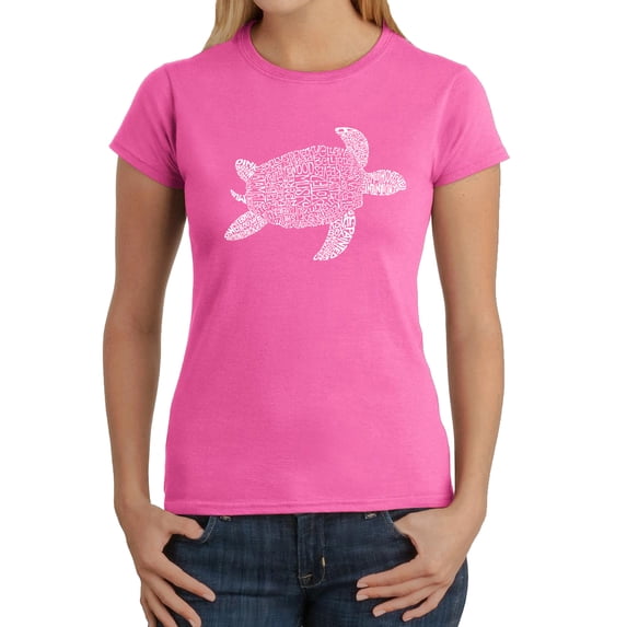 LA Pop Art Women's Word Art T-Shirt - Turtle