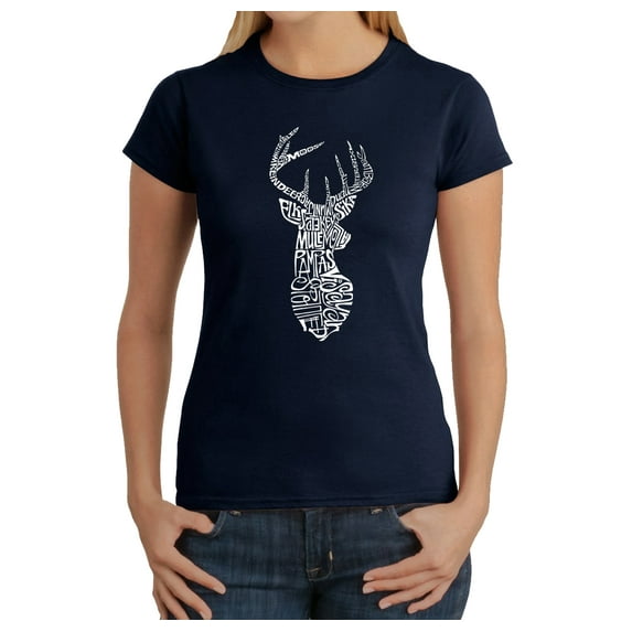 LA Pop Art Women's Word Art T-Shirt - Types of Deer