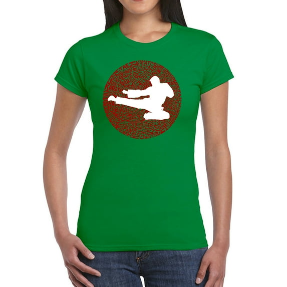 LA Pop Art Women's Word Art T-Shirt - Types of Martial Arts