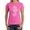 thumbnail image 1 of LA Pop Art Women's Word Art T-Shirt - Types of Seahorse, 1 of 2