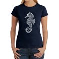 thumbnail image 1 of LA Pop Art Women's Word Art T-Shirt - Types of Seahorse, 1 of 2