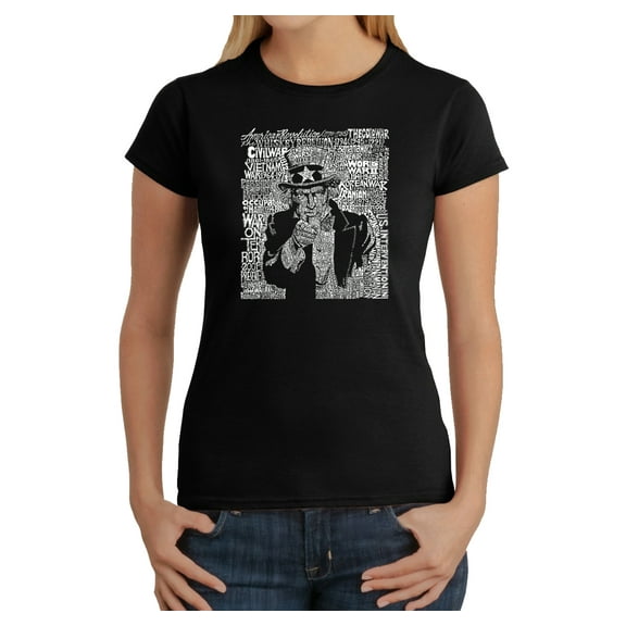 LA Pop Art Women's Word Art T-Shirt - UNCLE SAM