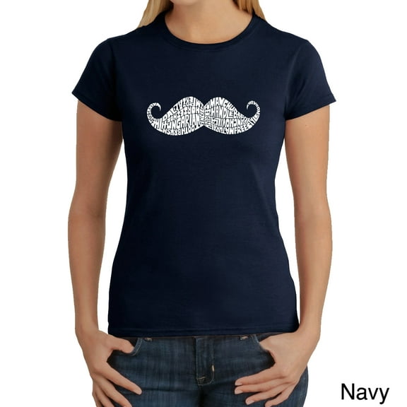 LA Pop Art Women's Word Art T-Shirt - WAYS TO STYLE A MOUSTACHE