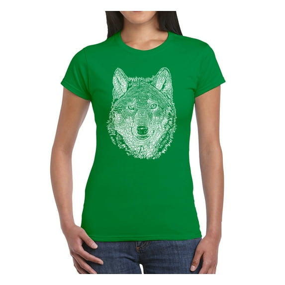 LA Pop Art Women's Word Art T-Shirt - Wolf