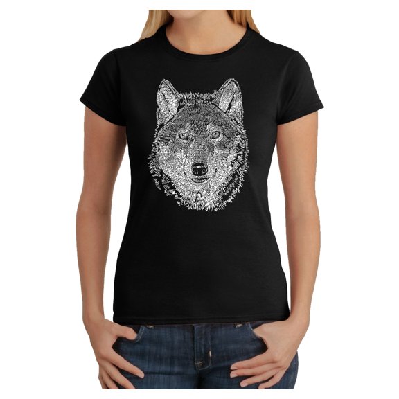 LA Pop Art Women's Word Art T-Shirt - Wolf