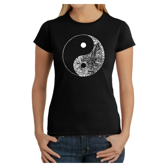 LA Pop Art Women's Word Art T-Shirt - YIN YANG