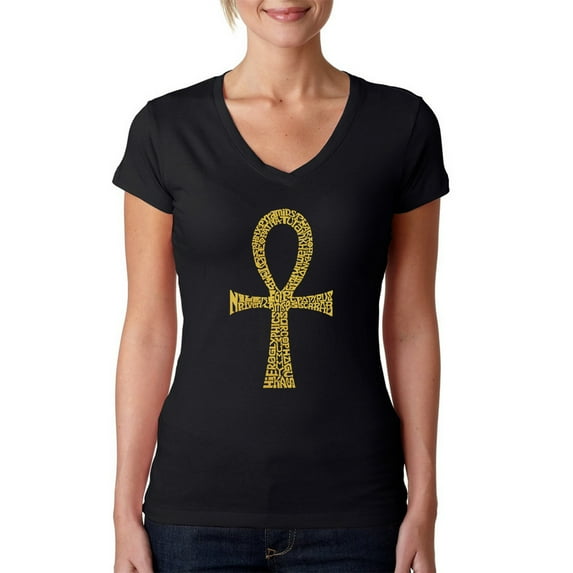 LA Pop Art Women's Word Art V-Neck T-Shirt - ANKH