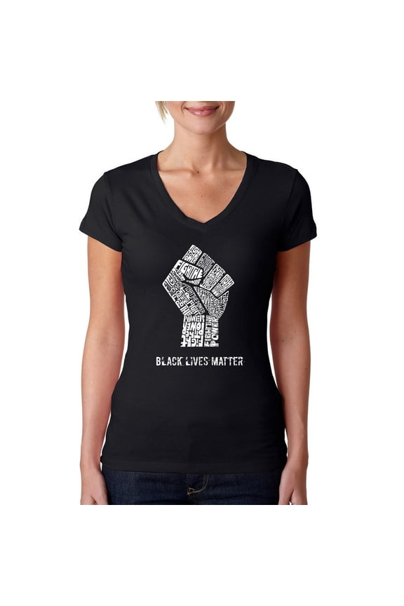 Women's Word Art V-Neck T-Shirt - Black Lives Matter