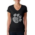 thumbnail image 1 of LA Pop Art Women's Word Art V-Neck T-Shirt - Cat Paw, 1 of 2
