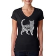 thumbnail image 1 of LA Pop Art Women's Word Art V-Neck T-Shirt - Cat, 1 of 2