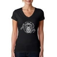 thumbnail image 1 of LA Pop Art Women's Word Art V-Neck T-Shirt - Chimpanzee, 1 of 2