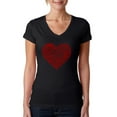 thumbnail image 1 of LA Pop Art Women's Word Art V-Neck T-Shirt - Country Music Heart, 1 of 2