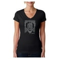thumbnail image 1 of LA Pop Art Women's Word Art V-Neck T-Shirt - EDGAR ALLEN POE - THE RAVEN, 1 of 2