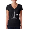 thumbnail image 1 of LA Pop Art Women's Word Art V-Neck T-Shirt - Empire State Building, 1 of 2