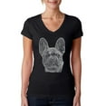 thumbnail image 1 of LA Pop Art Women's Word Art V-Neck T-Shirt - French Bulldog, 1 of 2
