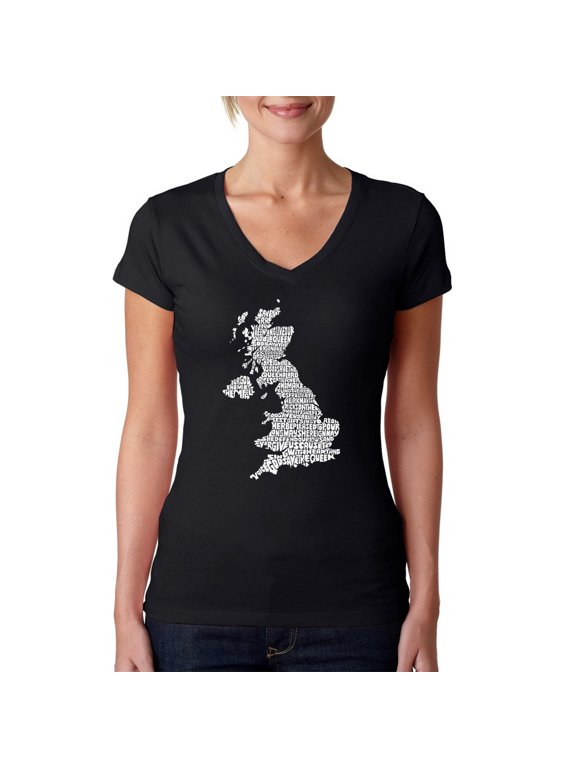 Women's Word Art V-Neck T-Shirt - GOD SAVE THE QUEEN