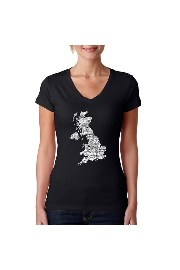 Women's Word Art V-Neck T-Shirt - GOD SAVE THE QUEEN