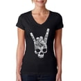 thumbnail image 1 of LA Pop Art Women's Word Art V-Neck T-Shirt - Heavy Metal Genres, 1 of 2