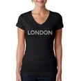 thumbnail image 1 of LA Pop Art Women's Word Art V-Neck T-Shirt - LONDON NEIGHBORHOODS, 1 of 2