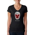 thumbnail image 1 of LA Pop Art Women's Word Art V-Neck T-Shirt - MEXICAN WRESTLING MASK, 1 of 2