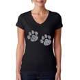 thumbnail image 1 of LA Pop Art Women's Word Art V-Neck T-Shirt - Meow Cat Prints, 1 of 2