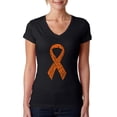 thumbnail image 1 of LA Pop Art Women's Word Art V-Neck T-Shirt - Ms Ribbon, 1 of 2