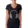 thumbnail image 1 of LA Pop Art Women's Word Art V-Neck T-Shirt - Music Note Headphones, 1 of 2