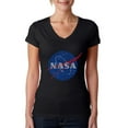 thumbnail image 1 of LA Pop Art Women's Word Art V-Neck T-Shirt - NASA's Most Notable Missions, 1 of 2