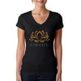 thumbnail image 1 of LA Pop Art Women's Word Art V-Neck T-Shirt - Namaste, 1 of 2