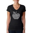 thumbnail image 1 of LA Pop Art Women's Word Art V-Neck T-Shirt - Neighborhoods in NYC, 1 of 2