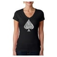 thumbnail image 1 of LA Pop Art Women's Word Art V-Neck T-Shirt - ORDER OF WINNING POKER HANDS, 1 of 2
