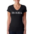 thumbnail image 1 of LA Pop Art Women's Word Art V-Neck T-Shirt - POPULAR CITIES IN FLORIDA, 1 of 2