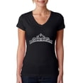 thumbnail image 1 of LA Pop Art Women's Word Art V-Neck T-Shirt - Princess Tiara, 1 of 2