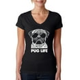 thumbnail image 1 of LA Pop Art Women's Word Art V-Neck T-Shirt - Pug Life, 1 of 2