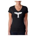 thumbnail image 1 of LA Pop Art Women's Word Art V-Neck T-Shirt - SAVE THE WHALES, 1 of 2