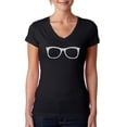 thumbnail image 1 of LA Pop Art Women's Word Art V-Neck T-Shirt - SHEIK TO BE GEEK, 1 of 2