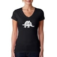 thumbnail image 1 of LA Pop Art Women's Word Art V-Neck T-Shirt - STEGOSAURUS, 1 of 2