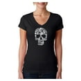 thumbnail image 1 of LA Pop Art Women's Word Art V-Neck T-Shirt - Sex, Drugs, Rock & Roll, 1 of 2