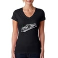 thumbnail image 1 of LA Pop Art Women's Word Art V-Neck T-Shirt - Ski, 1 of 2
